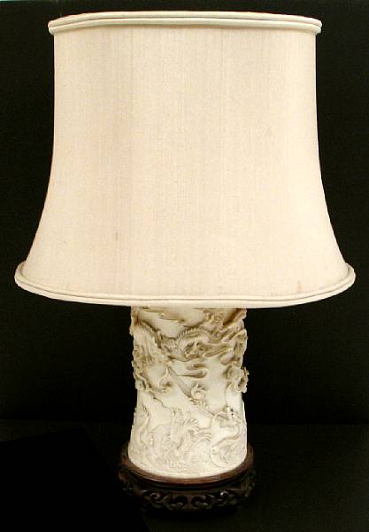 Appraisal: A Chinese carved ivory vase now mounted as a lamp