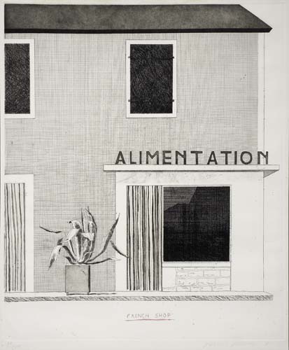 Appraisal: DAVID HOCKNEY French Shop Etching printed in black and red