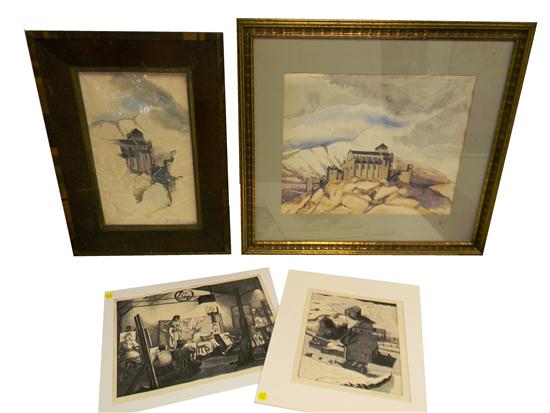 Appraisal: Charles Ernest Pont American - four pieces two framed watercolors