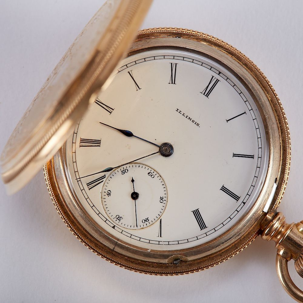 Appraisal: Illinois Pocket Watch w K Gold Hunter Case Illinois pocket