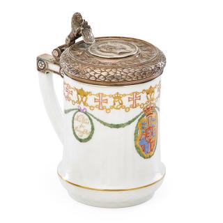 Appraisal: ROYAL COPENHAGEN PORCELAIN STEIN Hand painted porcelain stein featuring the