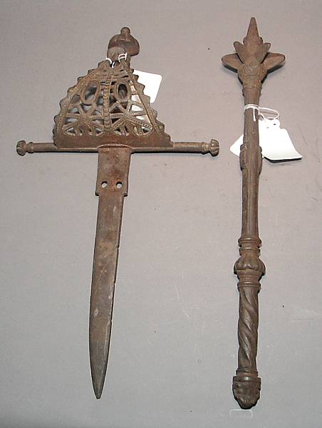 Appraisal: A decorative reproduction mace and left-handed dagger in cast iron