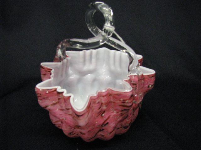 Appraisal: Victorian Art Glass Basket cranberry spatter decor with silver mica