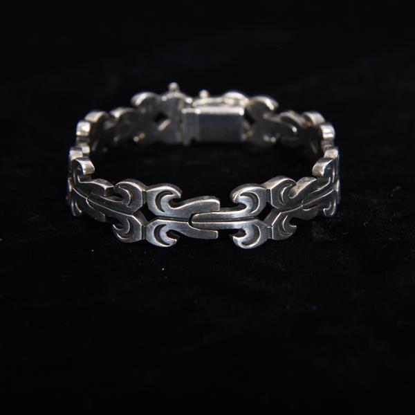 Appraisal: Taxco Mexico Modernist Sterling Silver Solid Link Bracelet widest point