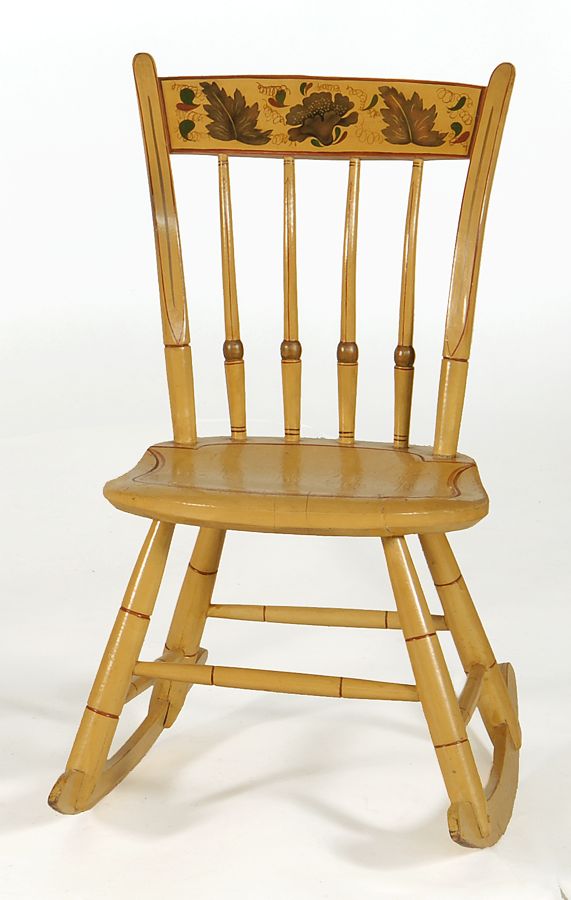 Appraisal: CHILD'S WINDSOR ROCKING CHAIR Decorated by Martha Cahoon with gilt