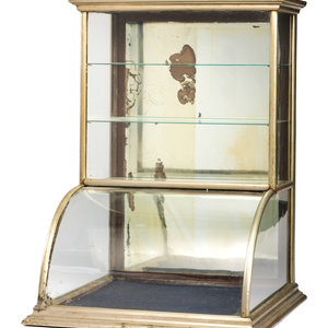 Appraisal: Two Curved Metal Frame Countertop Display Cases Early th Century