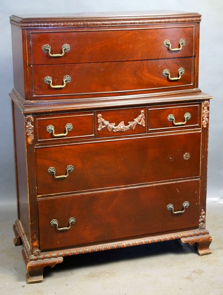 Appraisal: Circa s custom Chippendale mahogany tall chest h EST -