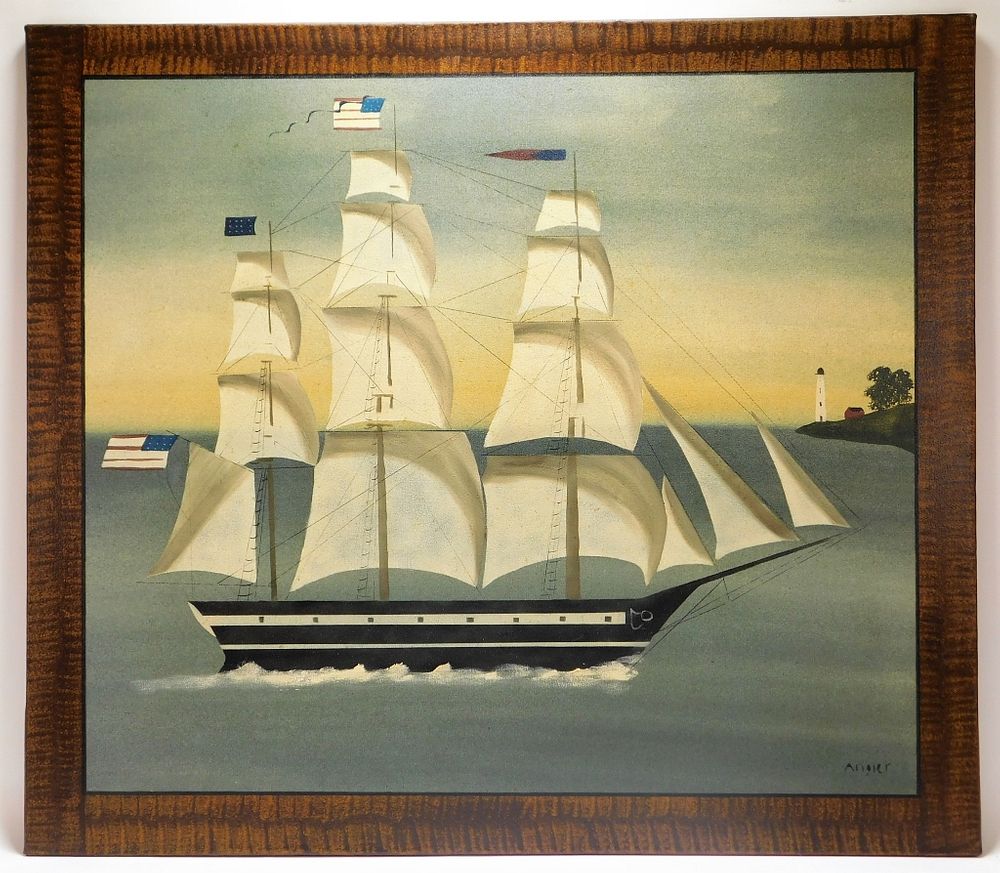 Appraisal: Hope R Angier Maritime Ship Painting Hope R Angier Maine