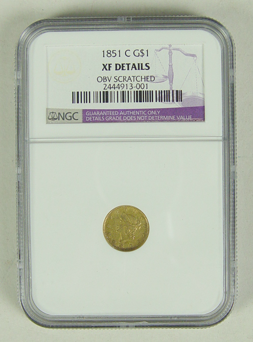 Appraisal: Charlotte Gold Coin NGC authenticated and graded XF Details obverse