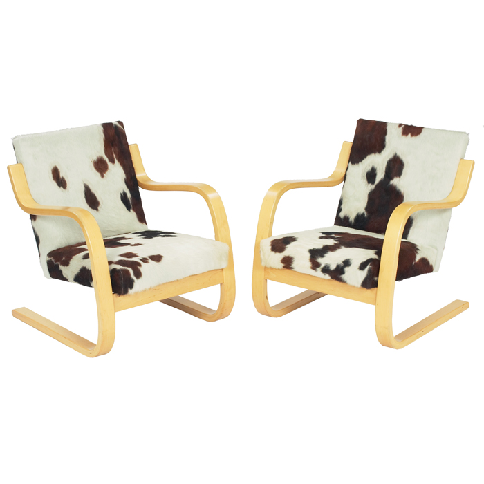 Appraisal: Alvar Aalto chairs pair by ICF birch bentwood frames with