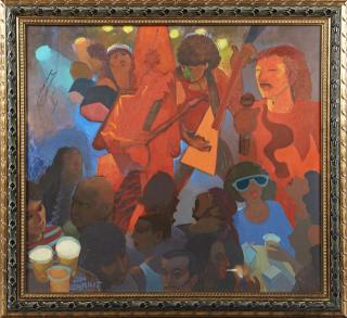 Appraisal: Don Wright - Louisiana Nightclub Scene oil on canvas signed