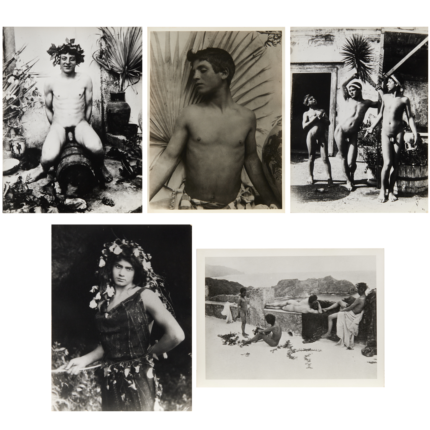 Appraisal: WILHELM VON GLOEDEN PHOTOGRAPHS Wilhelm Von Gloeden German - black