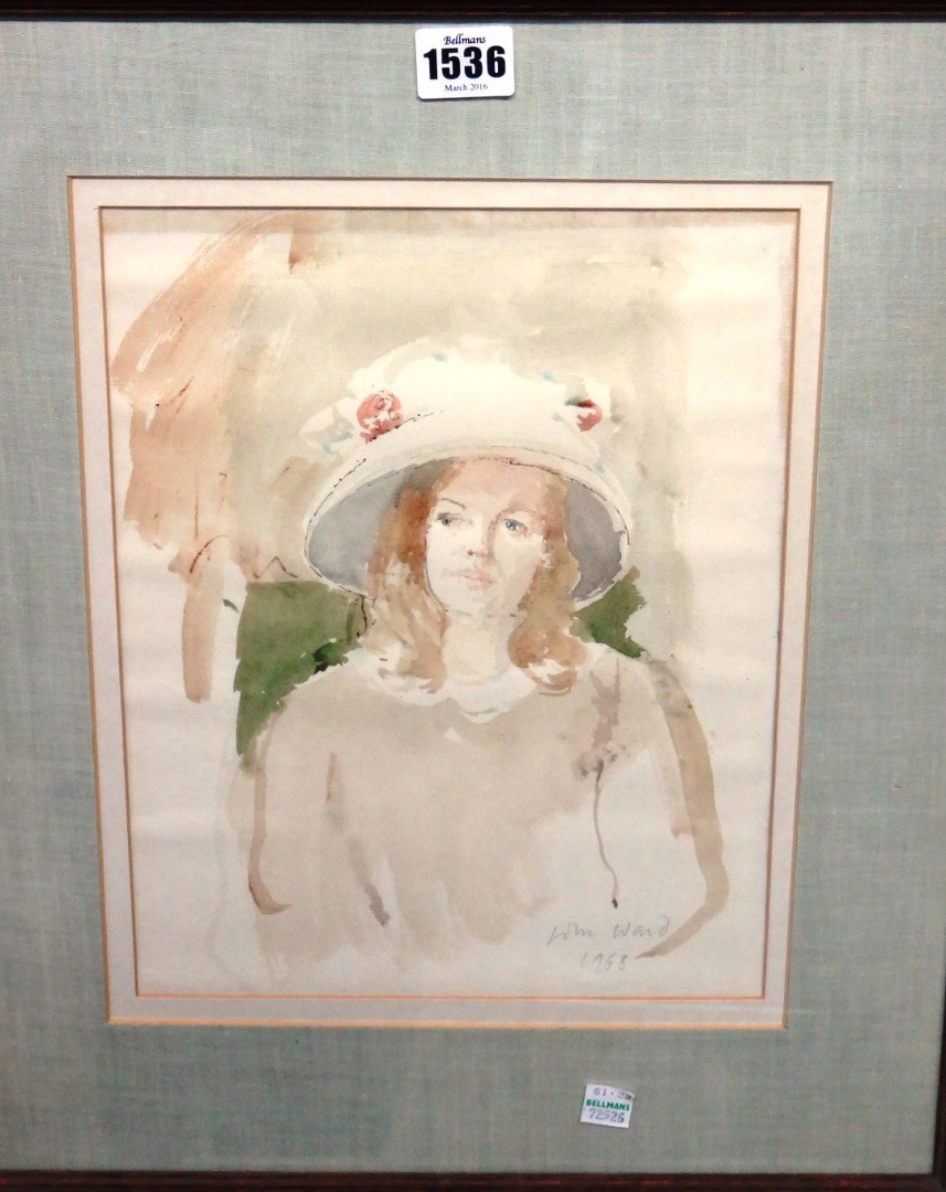 Appraisal: John Ward - Portrait of a young lady watercolour signed