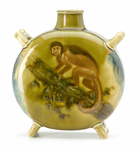 Appraisal: EDWIN BENNETT ALBION Pilgrim flask with flaring feet and two