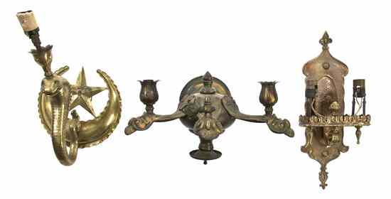 Appraisal: A Collection of Three Sconces comprising one of cobra form