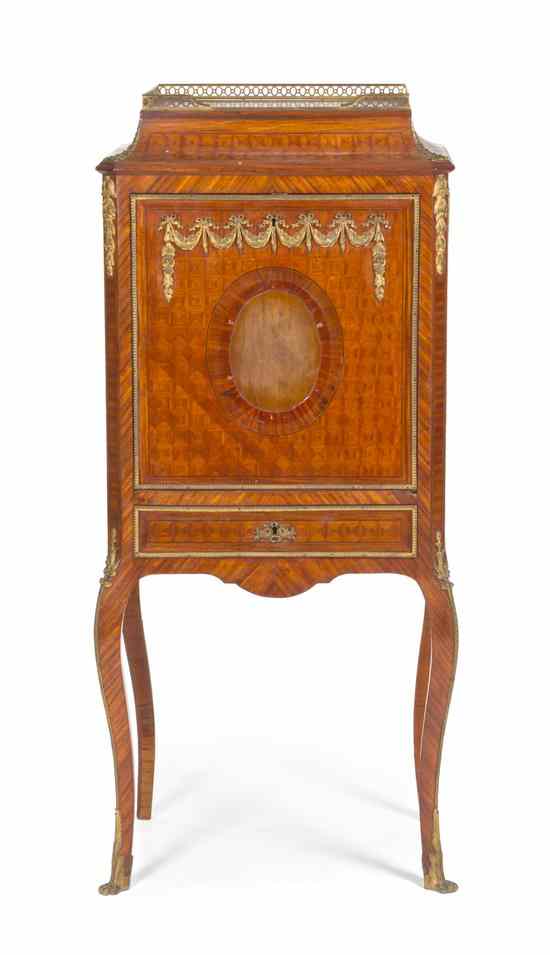 Appraisal: A Louis XVI Style Parquetry and Gilt Bronze Mounted Fall