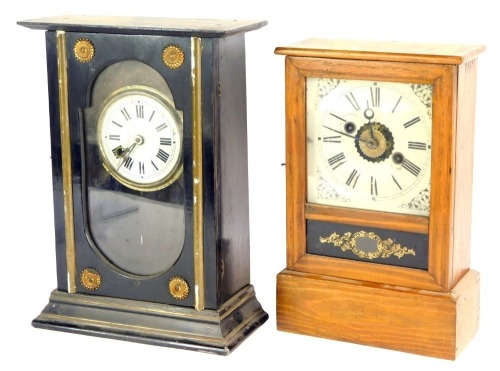 Appraisal: A late thC Continental mantel clock in a black ebonised