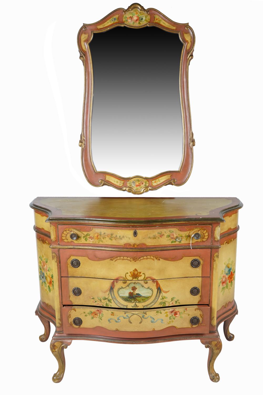 Appraisal: PAINTED COMMODE MIRRORin the Venetian style Condition paint loss and