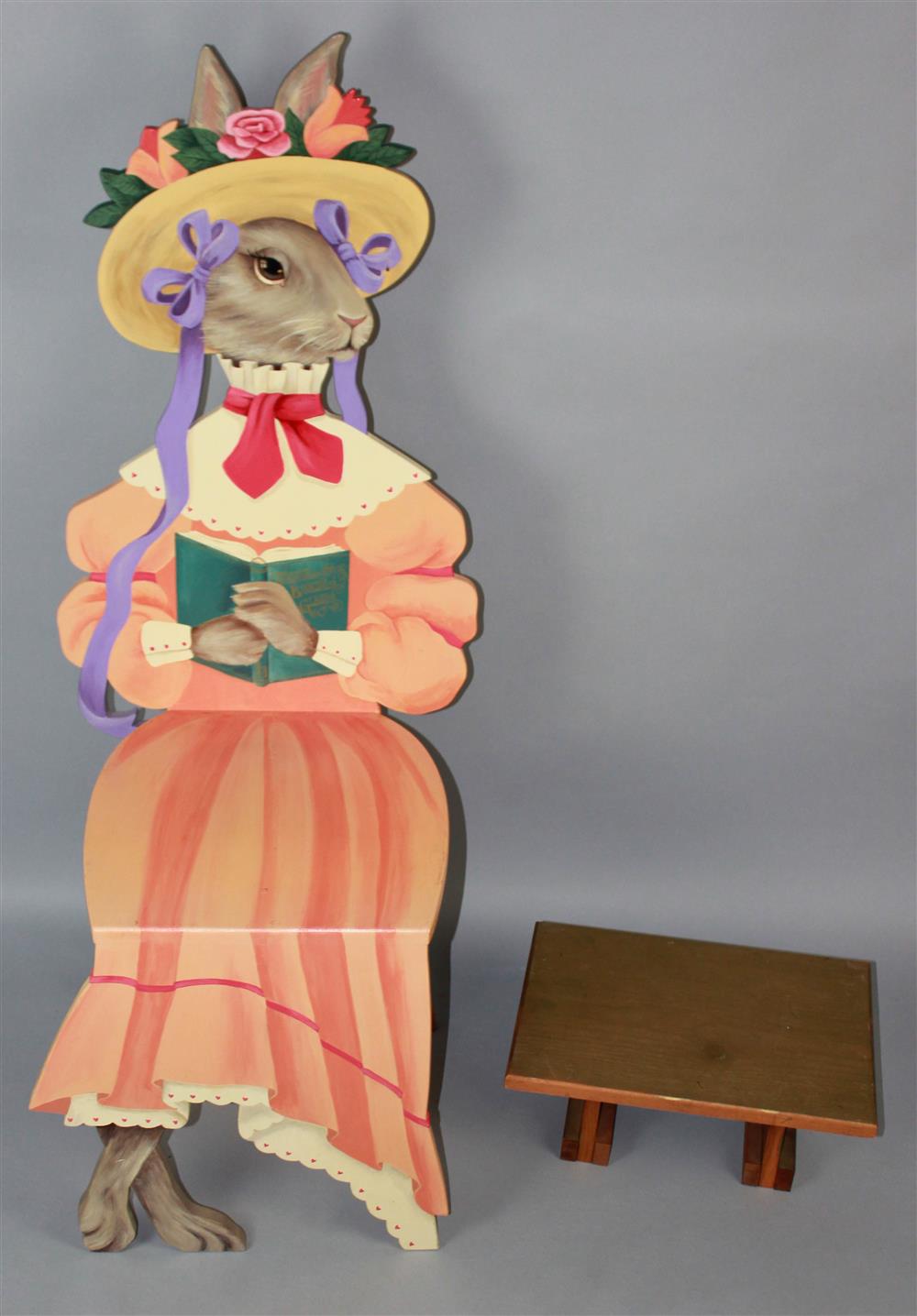 Appraisal: PAINTED RABBIT'S FORM CHILD'S CHAIR AND FOOTSTOOL the chair --