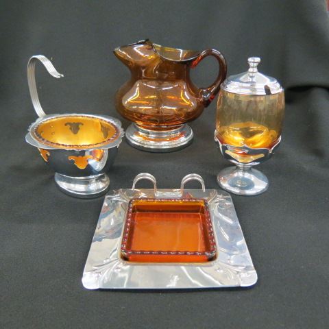 Appraisal: Farberware Serving Items sauce boat jam jar pitcher and butter