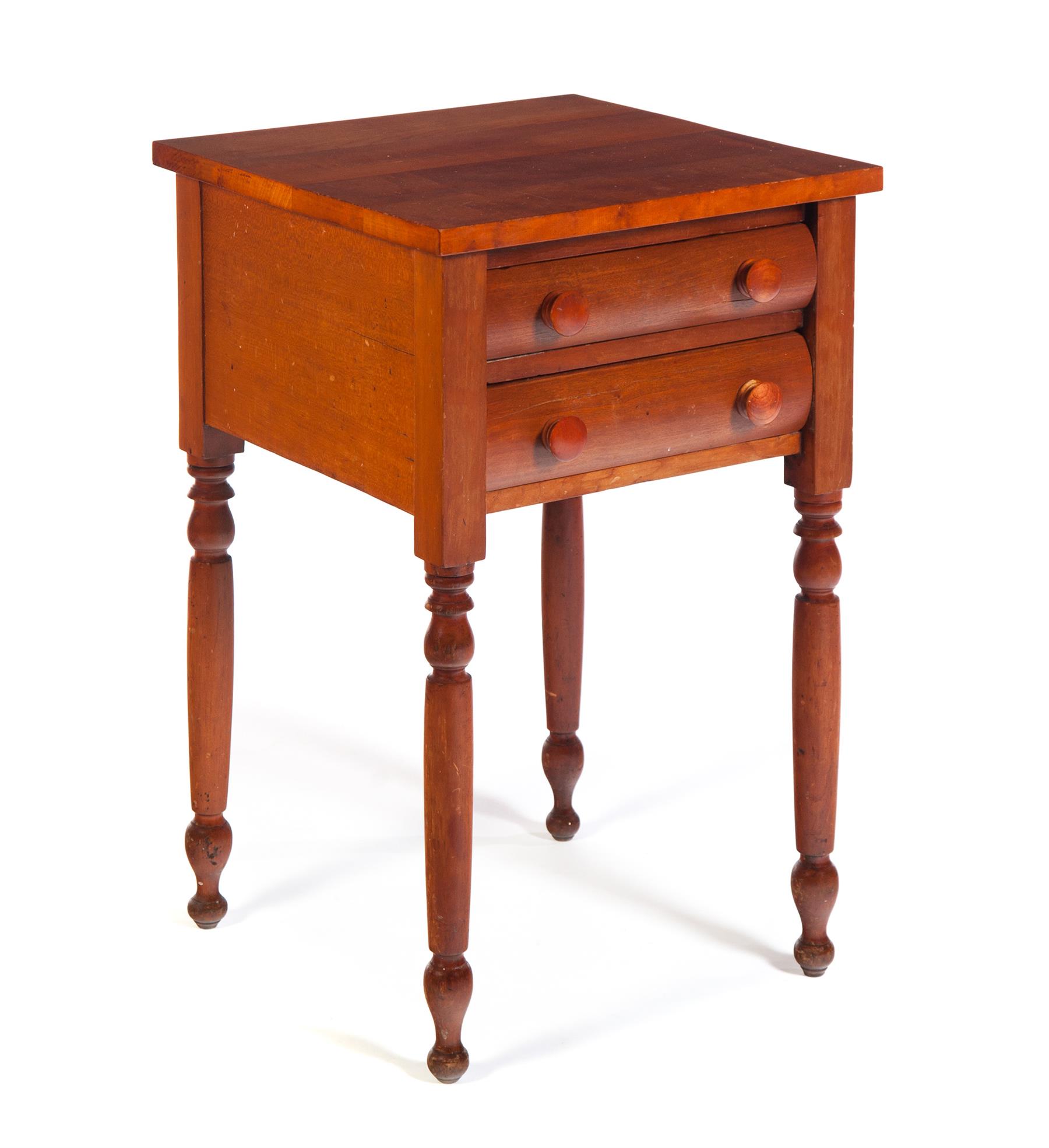 Appraisal: LATE-SHERATON TWO-DRAWER WORK TABLE American nd quarter- th century cherry