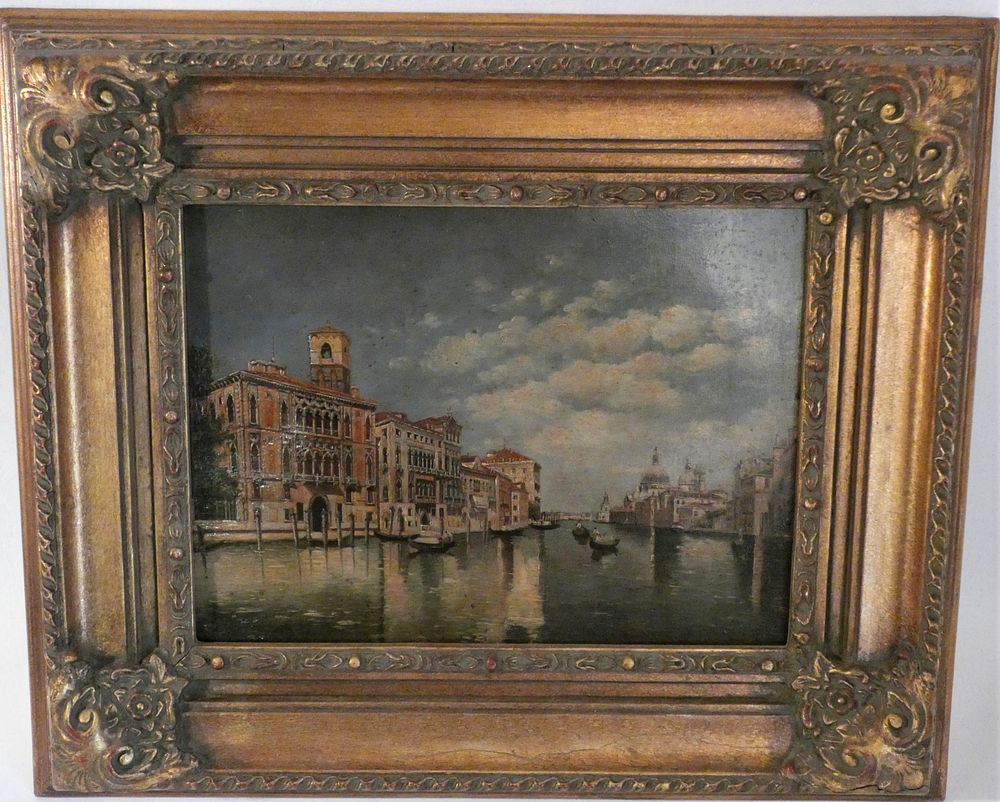 Appraisal: VENETIAN PAINTING SIGNED BETTS Vintage oil on wood panel of