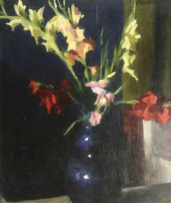 Appraisal: Colin Colahan - Australian oil on canvas Gladioli in a