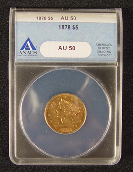 Appraisal: Liberty Gold Coin ANACS certified and graded AU