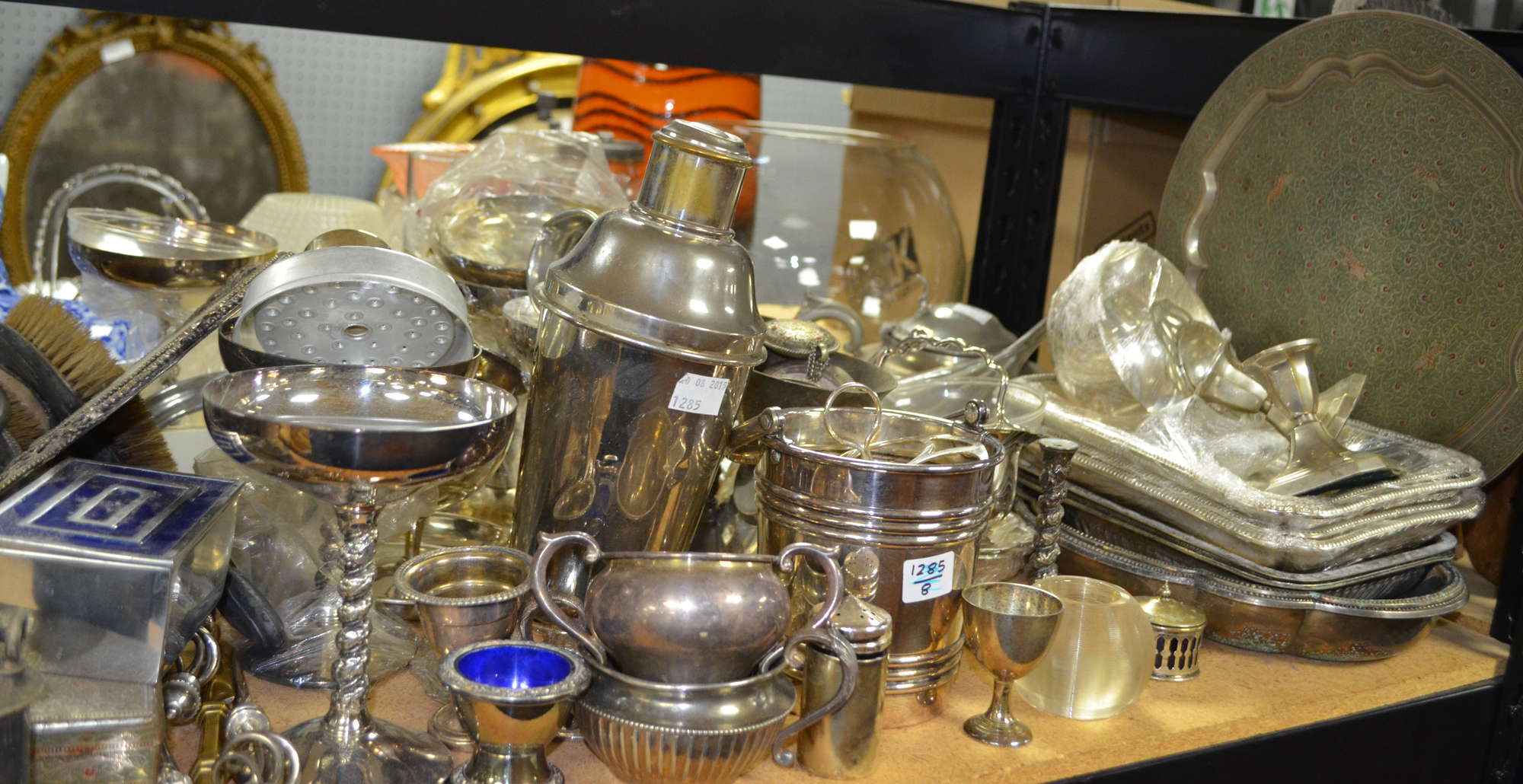 Appraisal: Large collection of silver plated wares to include meat dome