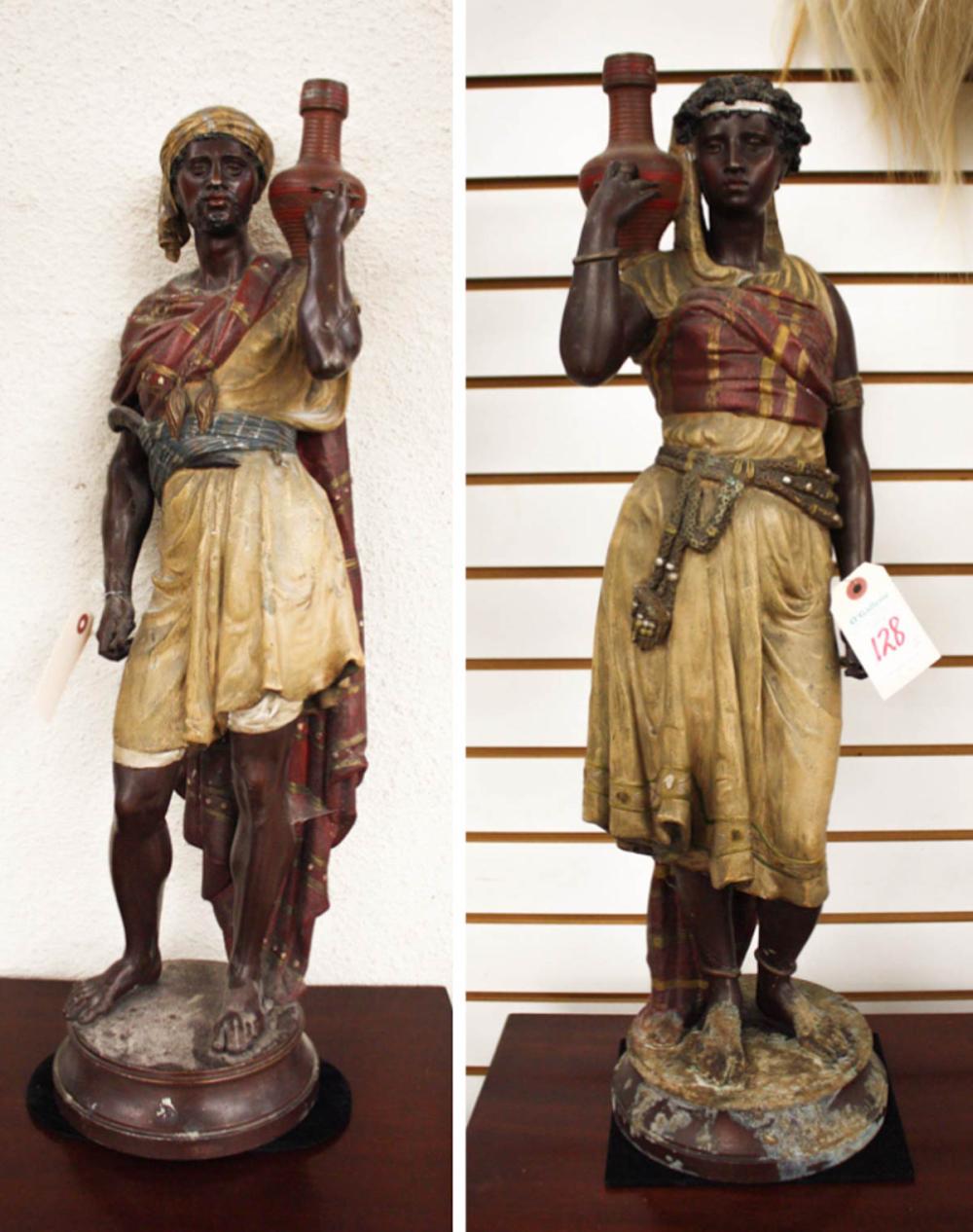 Appraisal: PAIR OF VICTORIAN COLD-PAINTED SPELTER FIGURES Continental th century Arab