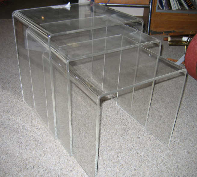 Appraisal: THREE ACRYLIC NESTING TABLES h d Estimate -