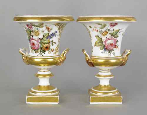 Appraisal: Pair of Paris porcelain urns ca h