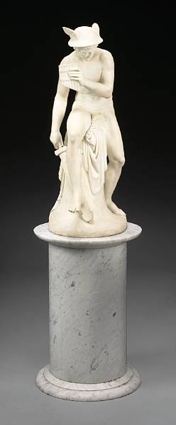 Appraisal: A carved marble figure of Mercury on pedestal figure second