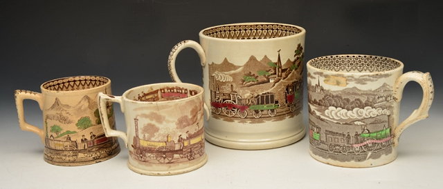 Appraisal: AN 'H B' RAILWAY PATTERN CYLINDRICAL MUG printed in brown