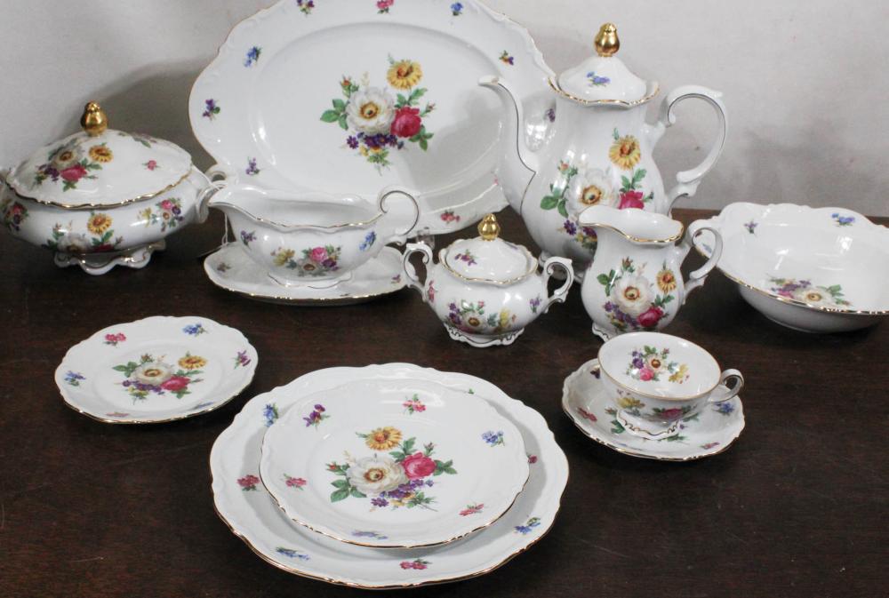 Appraisal: BAVARIAN MEISSEN FLORAL CHINA SET pieces by Mitterteich comprised of