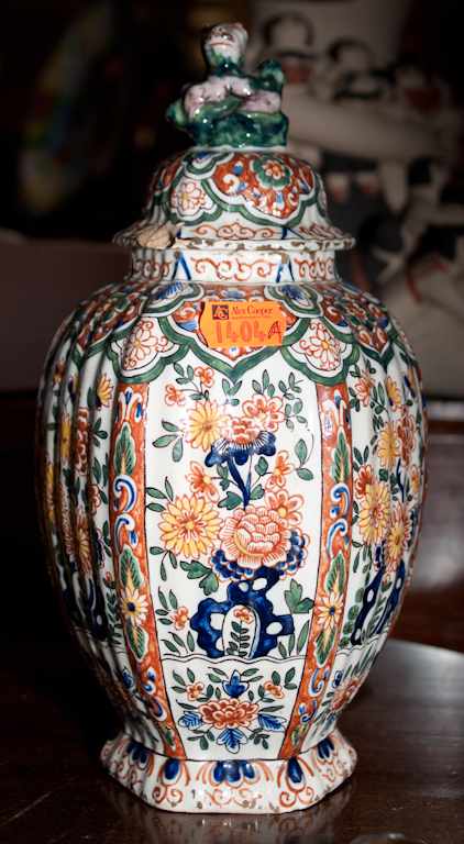 Appraisal: Dutch polychrome delftware covered jar in the Chinese manner late