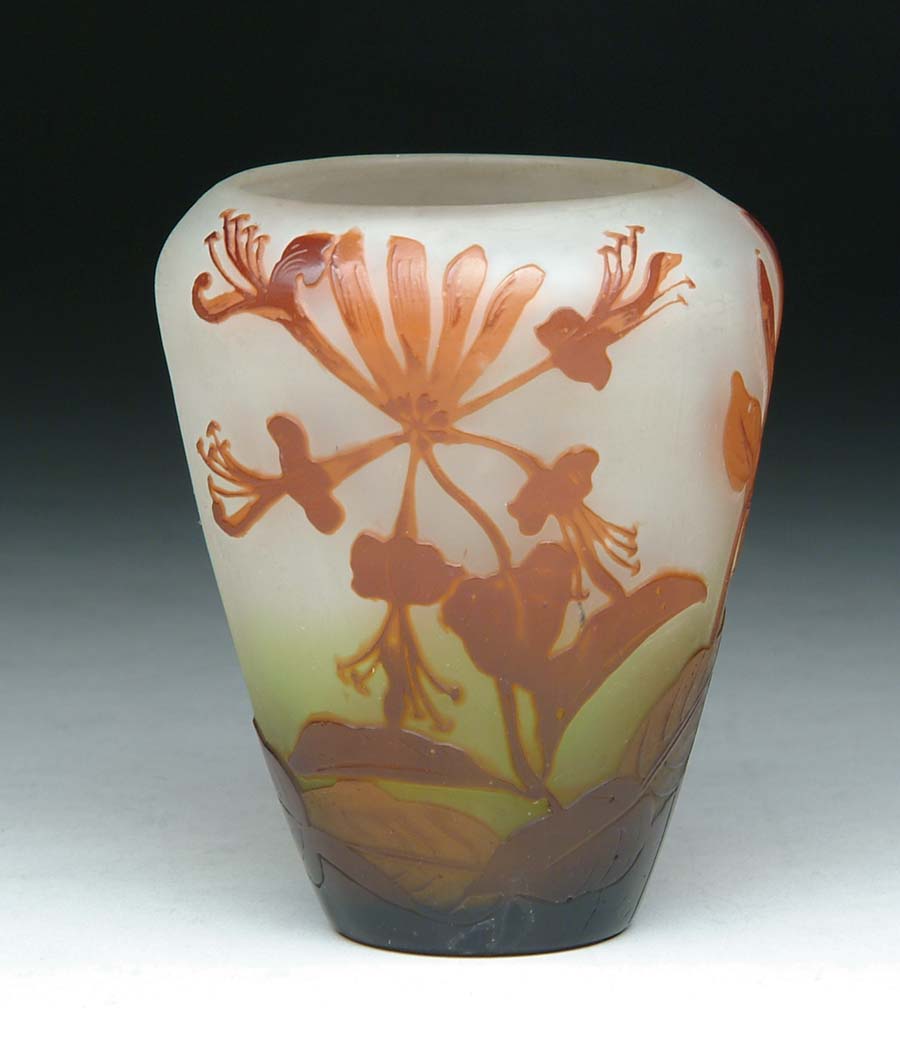 Appraisal: GALLE CAMEO VASE Cameo decoration features a raisin colored floral