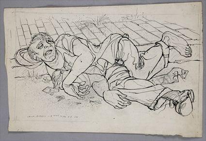 Appraisal: BURNETT CALVIN - TEN INK DRAWINGS Rolled Drunk - the