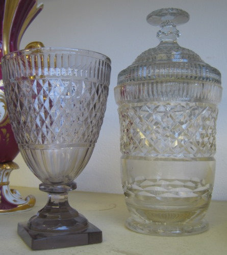 Appraisal: A cut glass urn shaped jar and cover th century