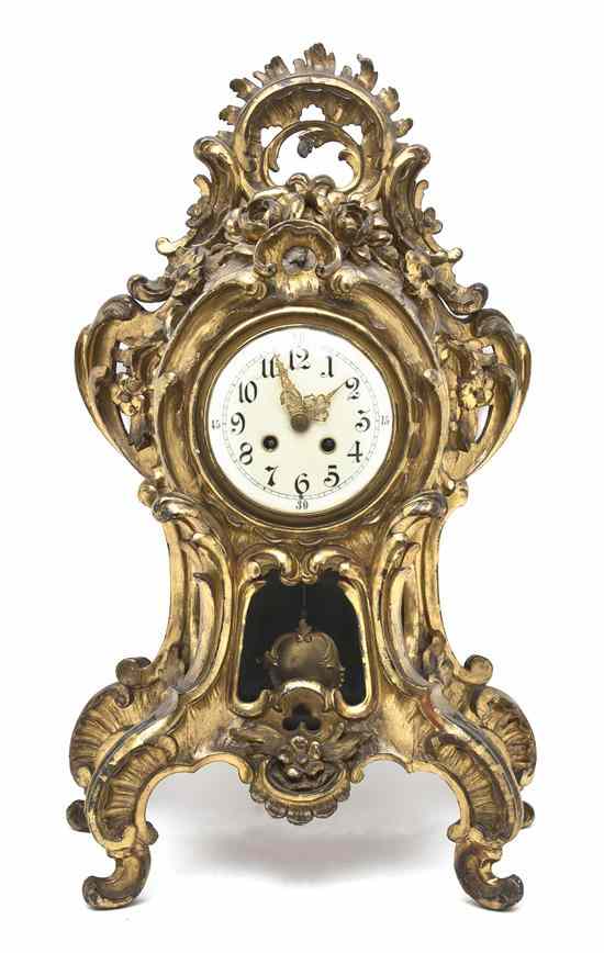 Appraisal: A Louis XV Style Giltwood Mantel Clock having a Rococo