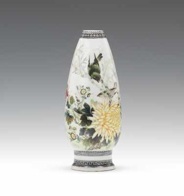 Appraisal: A Miniature Porcelain Vase Tapering shape with slightly splayed foot