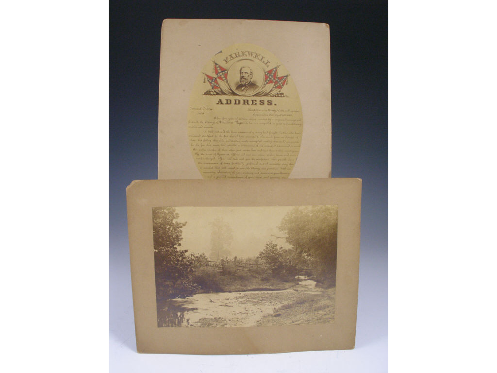 Appraisal: Two Appomattox-Related Albumen Photographs both on x boards embossed by