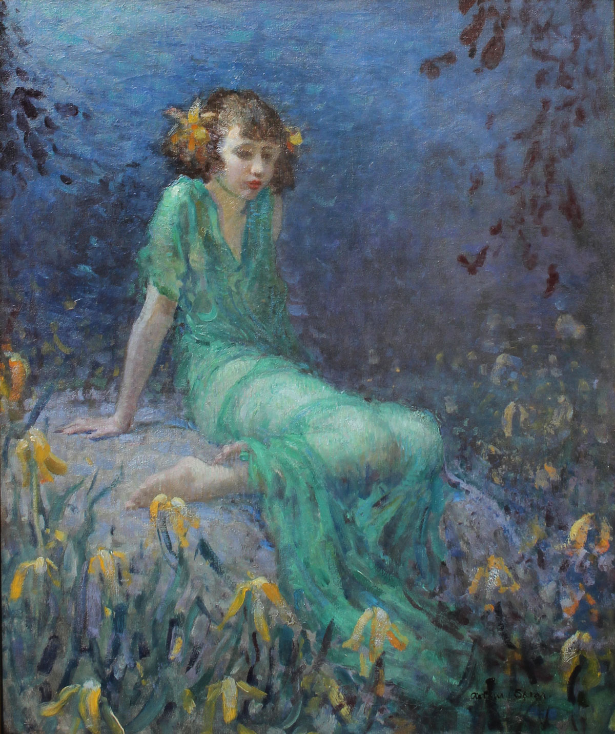 Appraisal: SPEAR Arthur American - Young Nymph Oil Canvas Mounted on