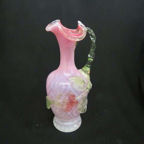 Appraisal: Stevens Williams Art Glass Ewer applied floral on opalescent cranberry