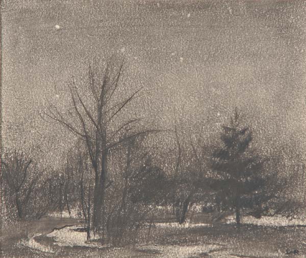 Appraisal: Harry Leith-Ross American - Winter Night Conte crayon on paper