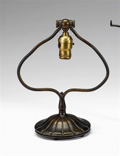 Appraisal: Tiffany Studios patined bronze lamp base Model stamped Tiffany Studios