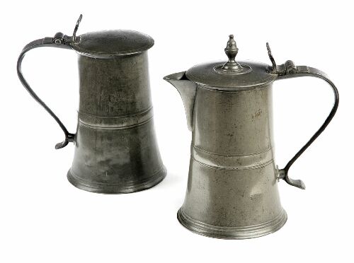 Appraisal: An th century pewter lidded flagon of tapering cylindrical form