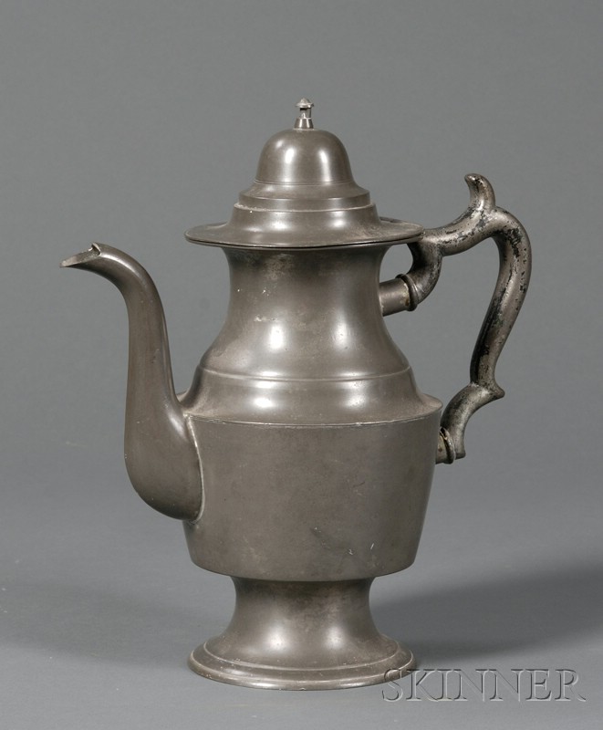 Appraisal: Pewter Teapot Coffeepot Rufus Dunham Westbrook Maine second quarter th