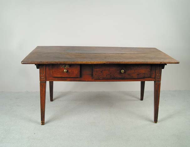 Appraisal: EARLY PENNSYLVANIA TWO DRAWER WALNUT TAVERN TABLE th Century Tapered