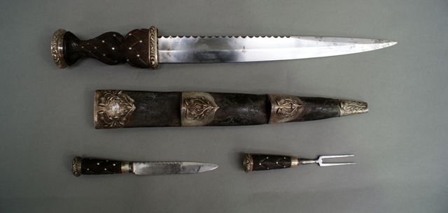 Appraisal: A Scottish dirk inch slightly carved single edged blade fine